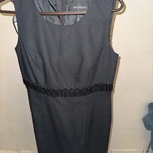 Elegant Black Midi Dress with Beaded Detail